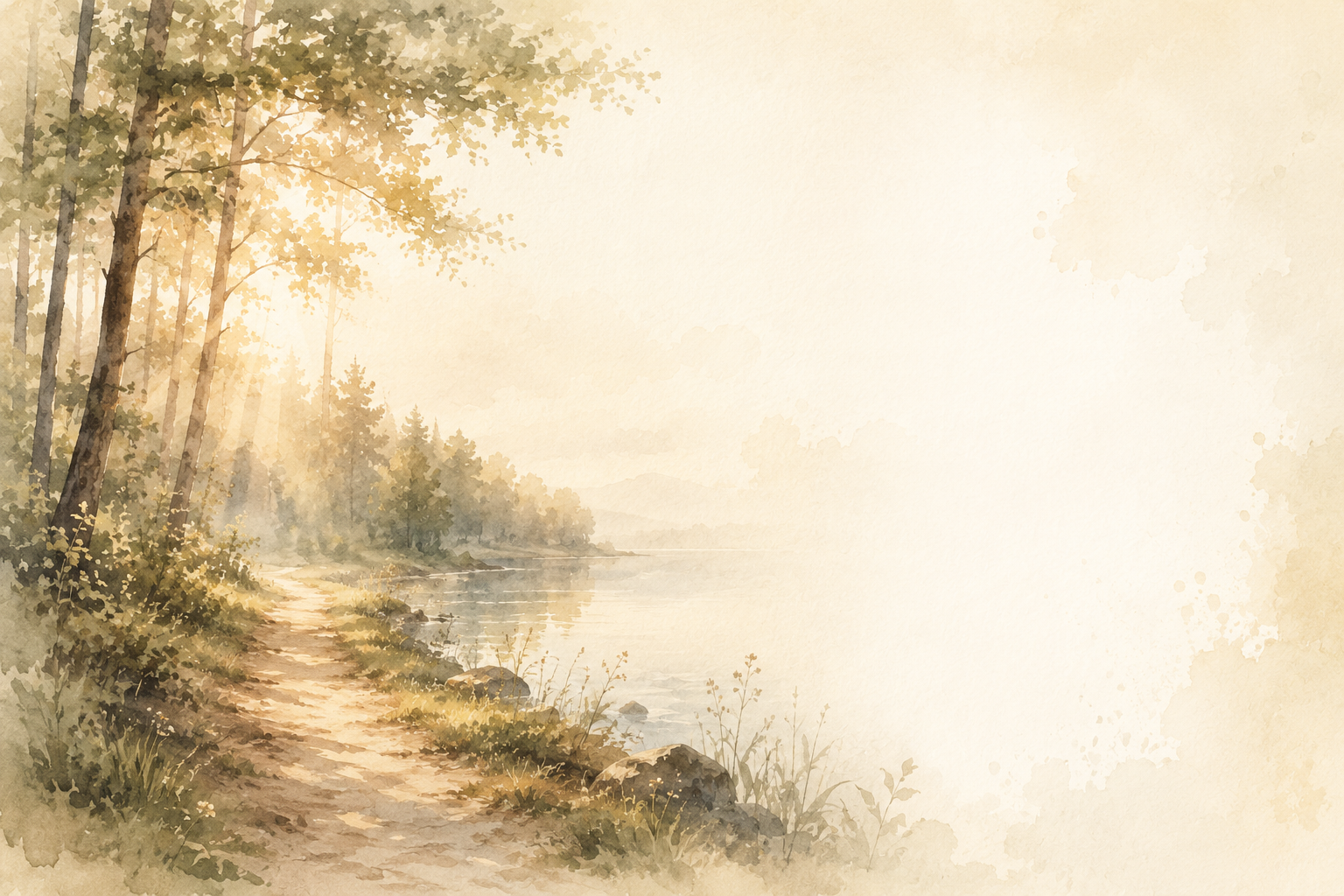 Aquarel — staza uz mirno jezero